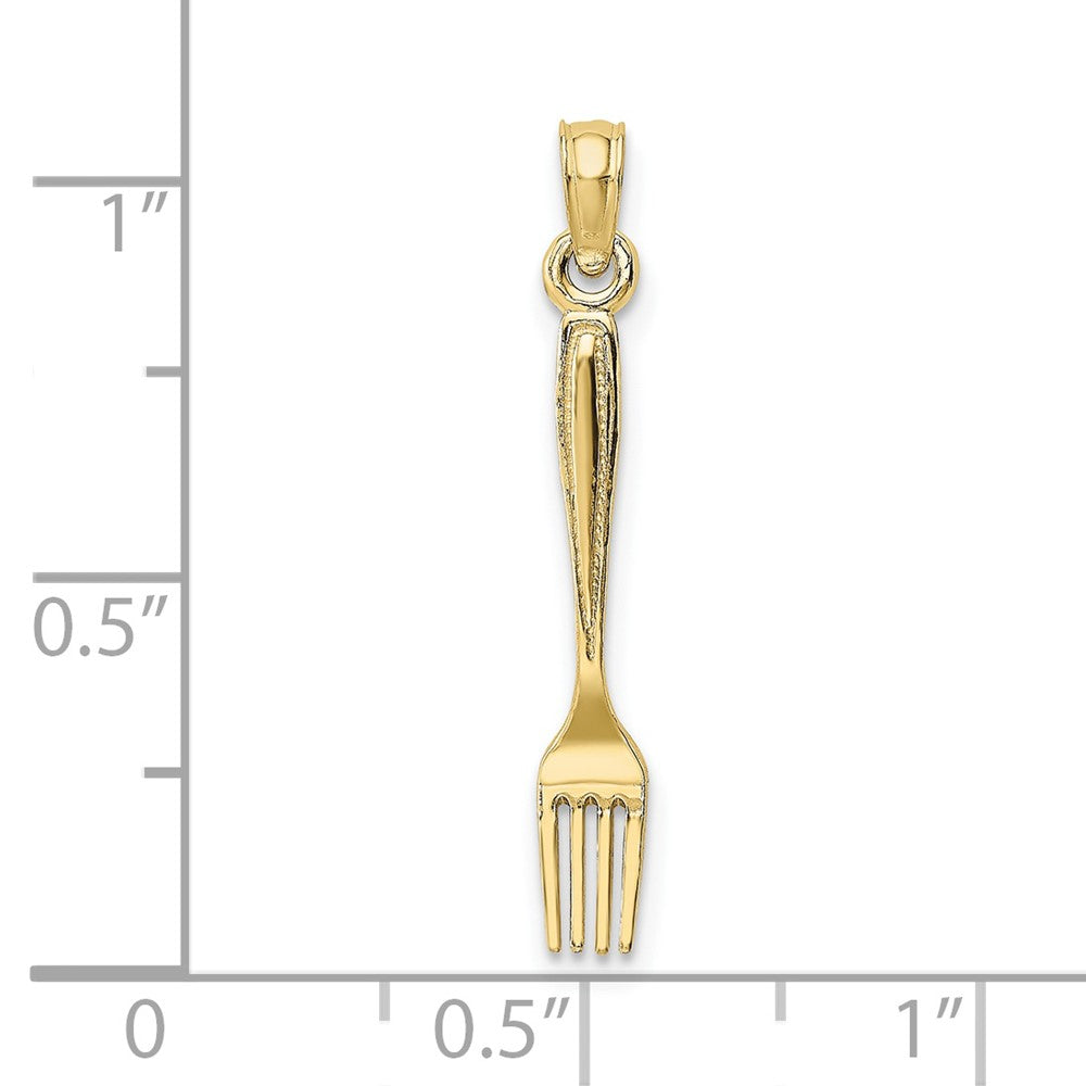 FJC Finejewelers 10 kt Yellow Gold 3-D and Polished Table Fork Charm 21 x 3 mm