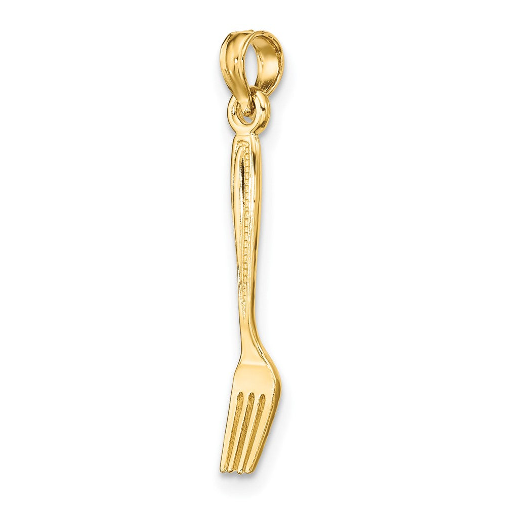 FJC Finejewelers 10 kt Yellow Gold 3-D and Polished Table Fork Charm 21 x 3 mm