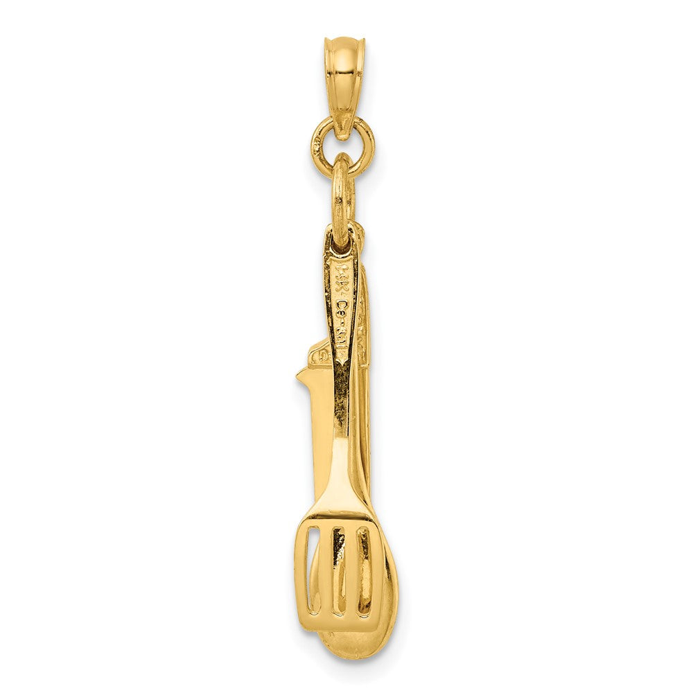 FJC Finejewelers 10 kt Yellow Gold 3-D Moveable Spatula, Spoon, and Knife Charm 23 x 4 mm