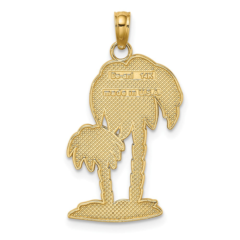 FJC Finejewelers 10 kt Yellow Gold 2-D Textured Double Palm Trees Charm 21 x 14 mm