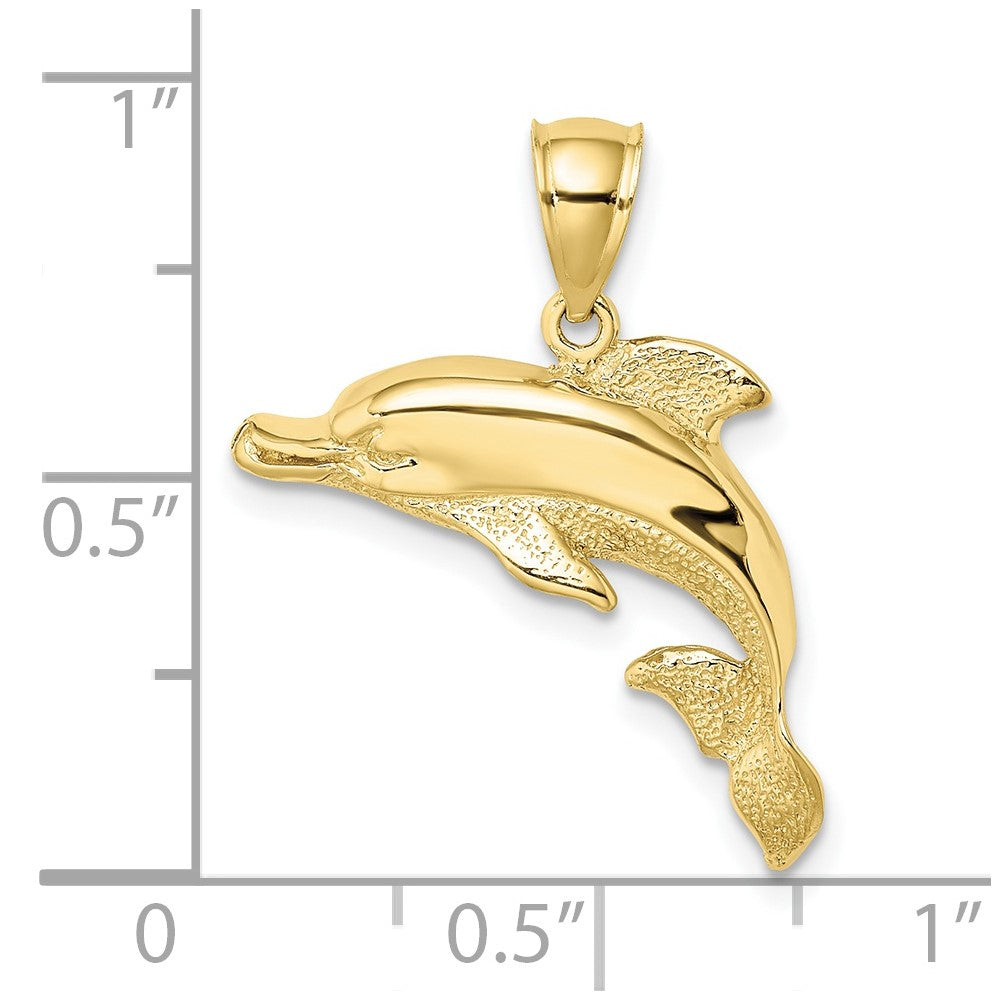 FJC Finejewelers 10 kt Yellow Gold 2-D Polished and Engraved Dolphin Charm 13 x 22 mm