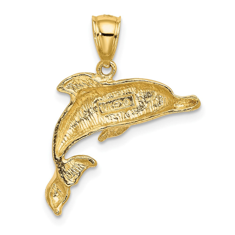 FJC Finejewelers 10 kt Yellow Gold 2-D Polished and Engraved Dolphin Charm 13 x 22 mm