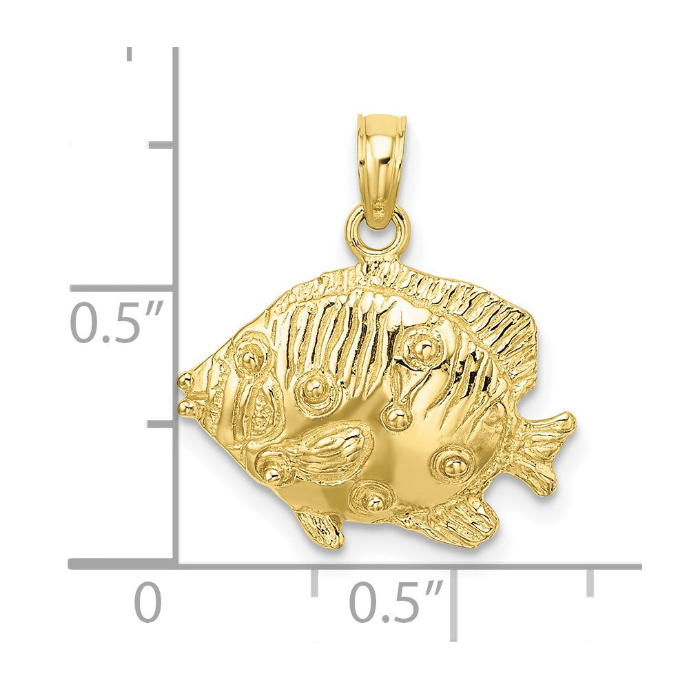 FJC Finejewelers 10 kt Yellow Gold 2-D Polished Engraved Fish Charm 13 x 17 mm