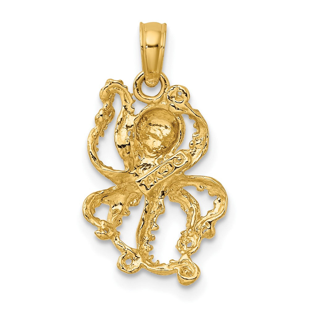 FJC Finejewelers 10 kt Yellow Gold 2-D Textured Octopus Charm 17 x 11 mm