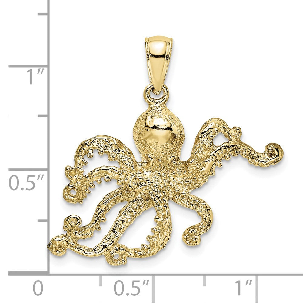 FJC Finejewelers 10 kt Yellow Gold 2-D and Textured Octopus Charm 20 x 28 mm