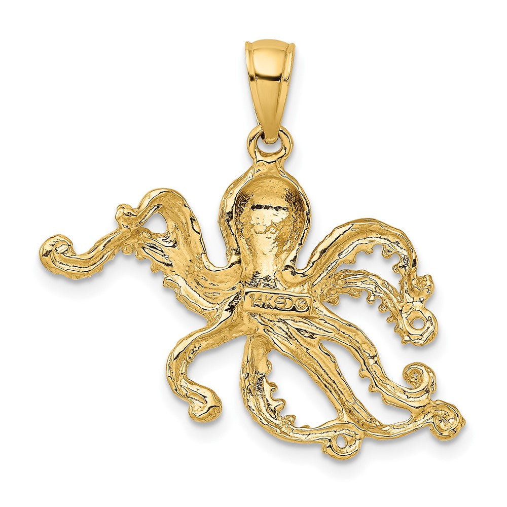 FJC Finejewelers 10 kt Yellow Gold 2-D and Textured Octopus Charm 20 x 28 mm