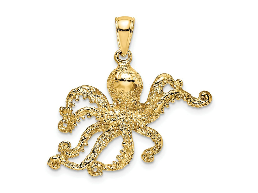 FJC Finejewelers 10 kt Yellow Gold 2-D and Textured Octopus Charm 20 x 28 mm