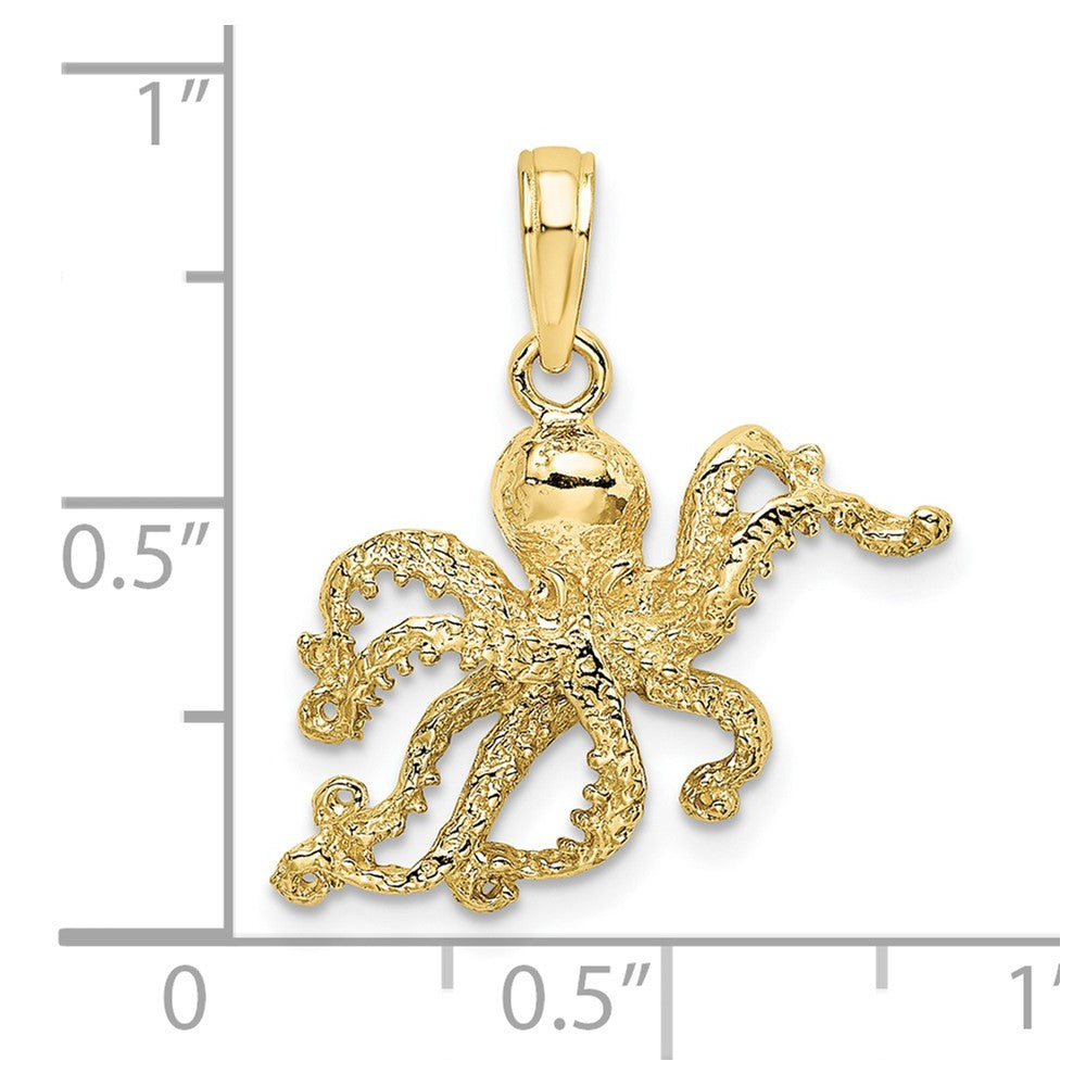FJC Finejewelers 10 kt Yellow Gold 2-D and Textured Octopus Charm 15 x 20 mm