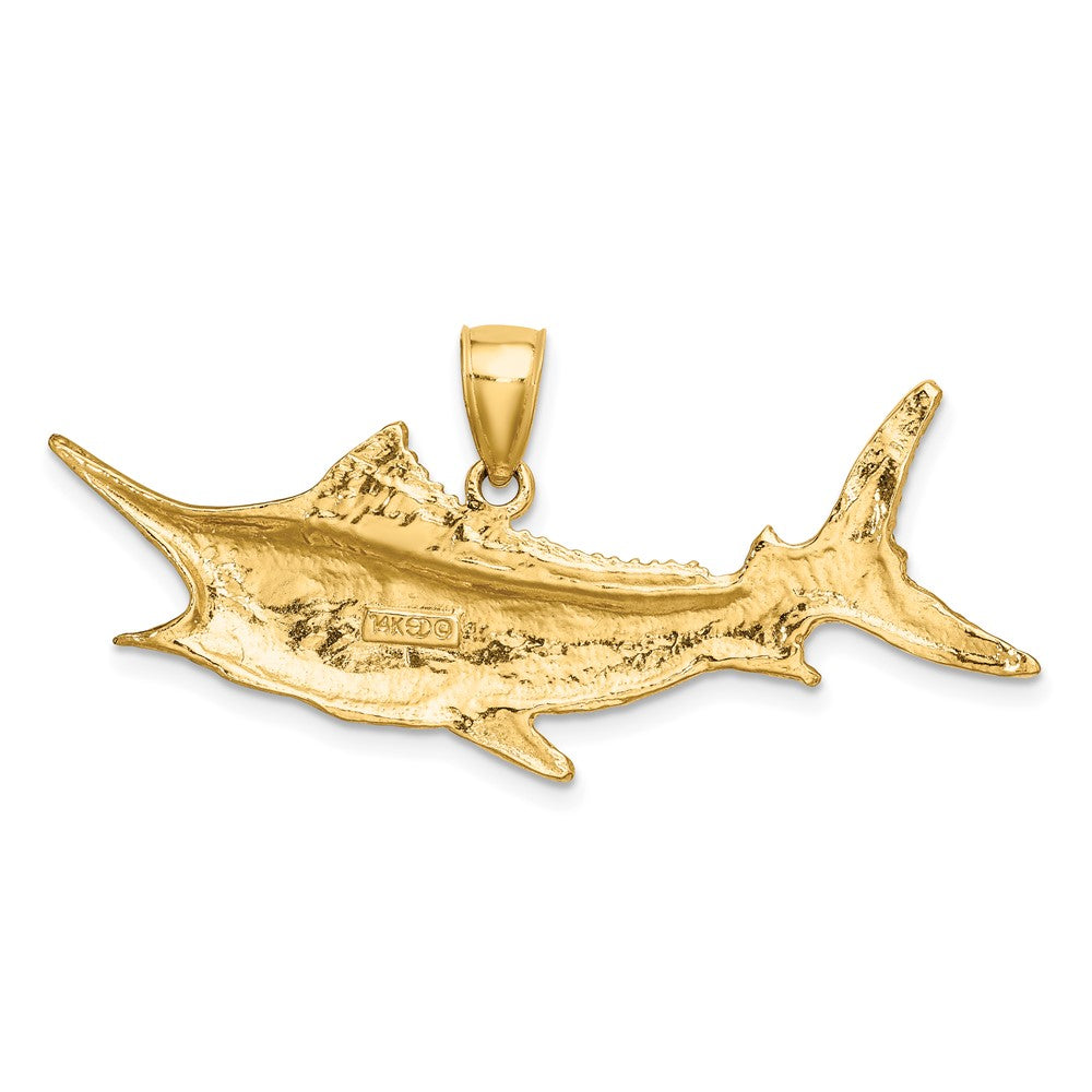 FJC Finejewelers 10 kt Yellow Gold 2-D Textured Marlin Fish Charm 17 x 45 mm