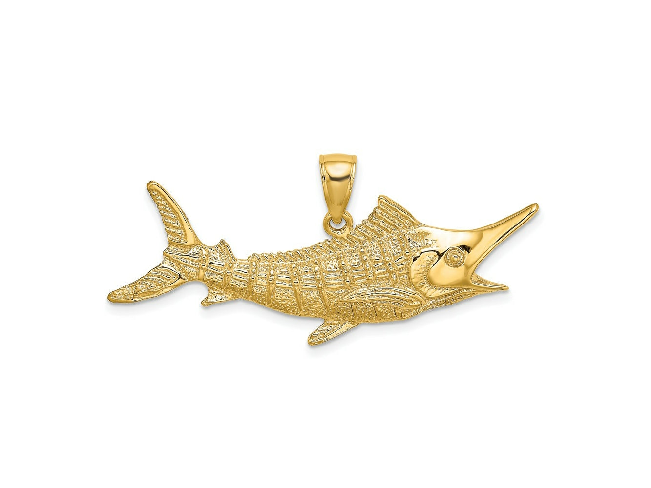 FJC Finejewelers 10 kt Yellow Gold 2-D Textured Marlin Fish Charm 17 x 45 mm