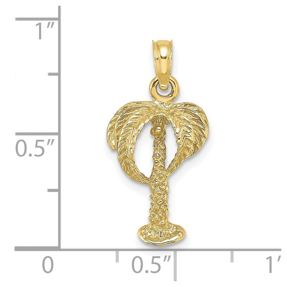 FJC Finejewelers 10 kt Yellow Gold 2-D Palm Tree with Coconuts Charm 16 x 11 mm
