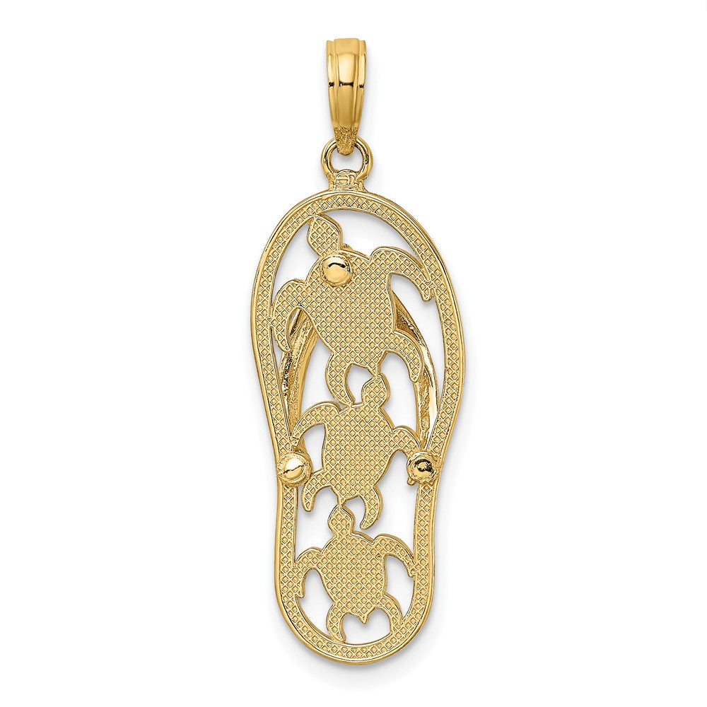FJC Finejewelers 10 kt Yellow Gold Triple Turtle Flip-Flop Charm 32 x 11 mm