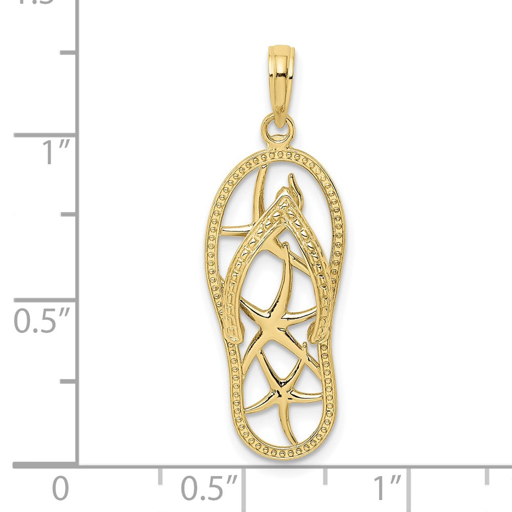 FJC Finejewelers 10 kt Yellow Gold Multi Starfish Flip-Flop Charm 32 x 11 mm