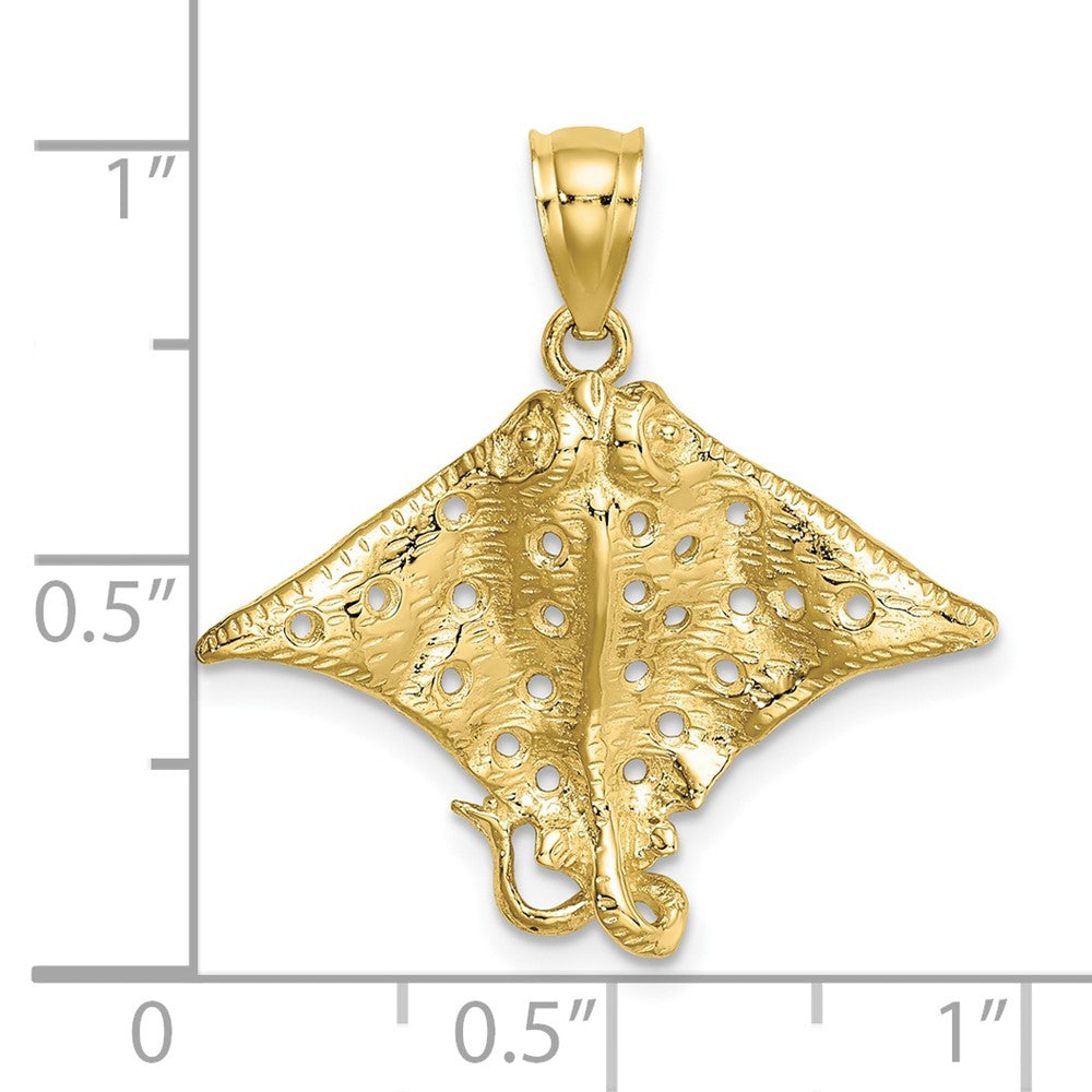 FJC Finejewelers 10 kt Yellow Gold 2-D Spotted Eagle Ray with Holes Charm 19 x 25 mm