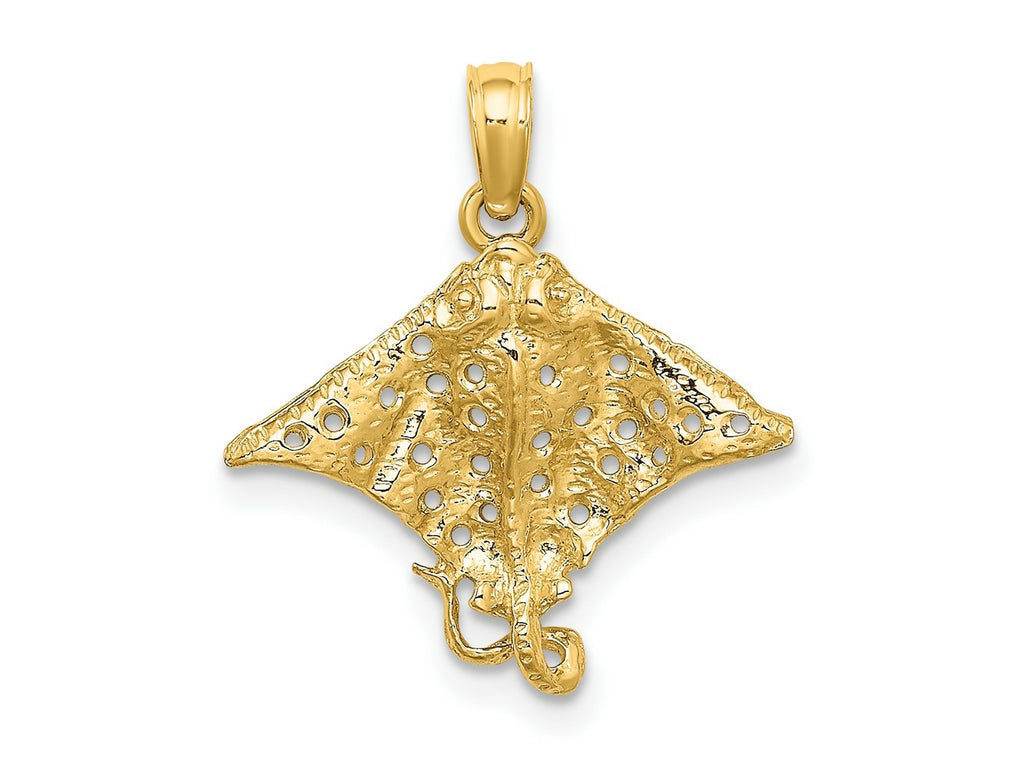 FJC Finejewelers 10 kt Yellow Gold 2-D Spotted Eagle Ray with Holes Charm 15 x 18 mm
