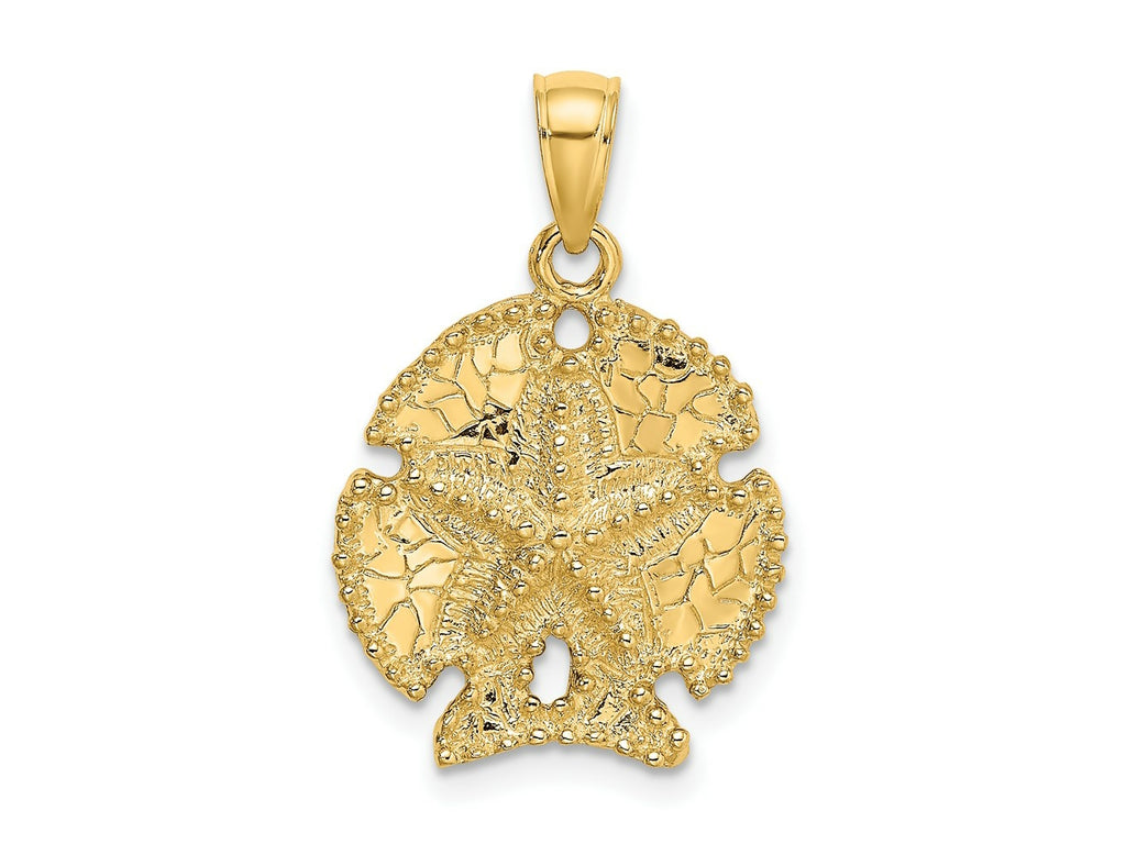 FJC Finejewelers 10 kt Yellow Gold 2-D Sand Dollar W/ Star Charm 19 x 17 mm