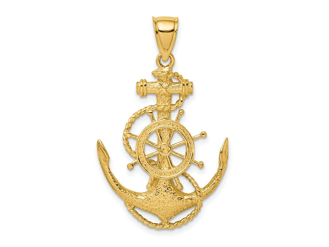 FJC Finejewelers 10 kt Yellow Gold 2-D Anchor and Wheel Charm 38 x 24 mm