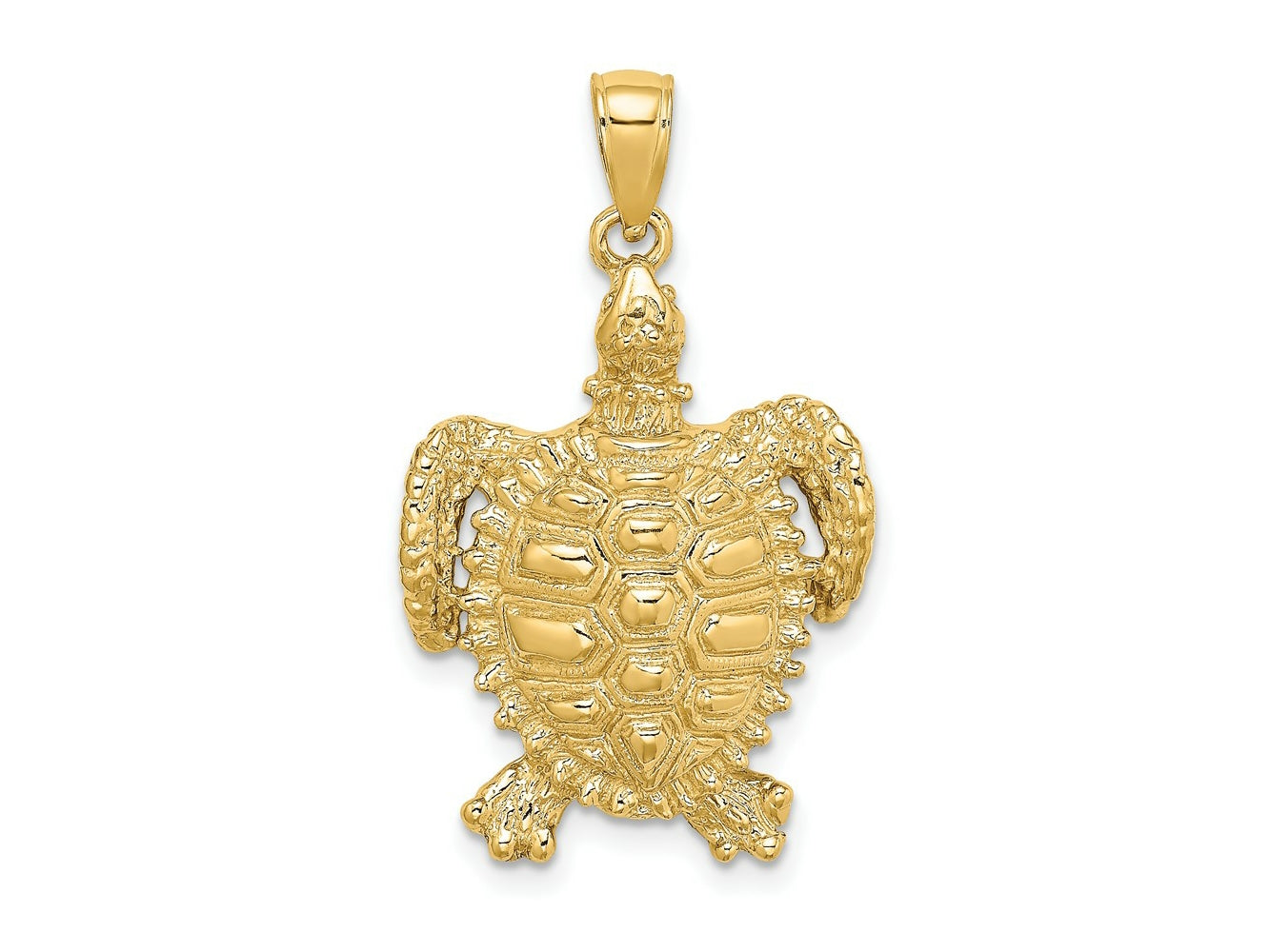 FJC Finejewelers 10 kt Yellow Gold 2-D Sea Turtle W/ Spiny Shell Charm 25 x 19 mm