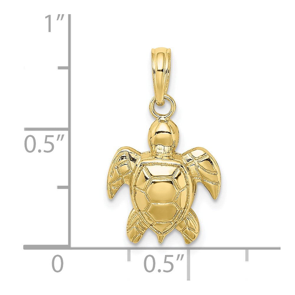 FJC Finejewelers 10 kt Yellow Gold 2-D Textured Sea Turtle Charm 14 x 12 mm