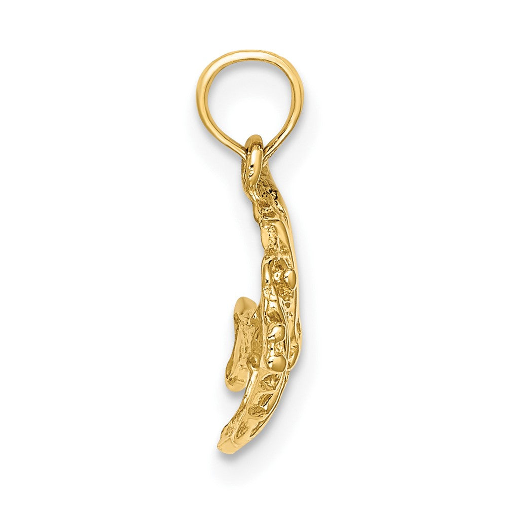 FJC Finejewelers 10 kt Yellow Gold Polished Engraved FISH Charm 12 x 16 mm