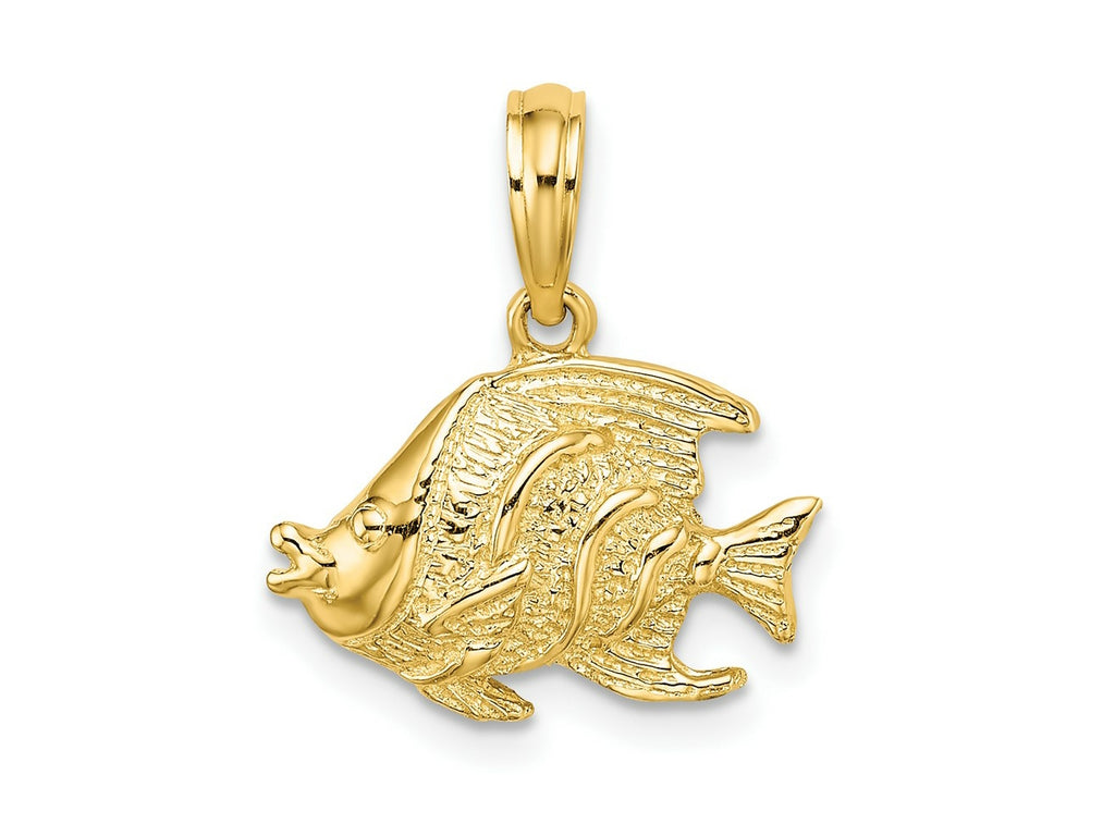 FJC Finejewelers 10 kt Yellow Gold Polished Textured Fish Charm 11 x 16 mm