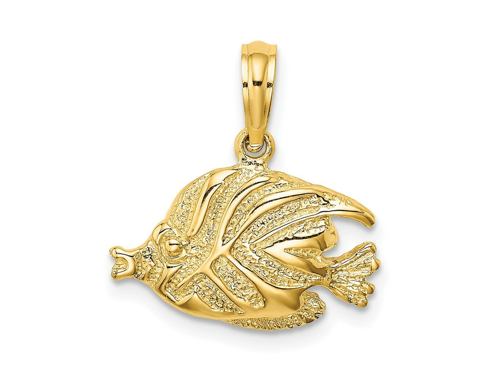 FJC Finejewelers 10 kt Yellow Gold Polished Engraved Fish Charm 10 x 17 mm