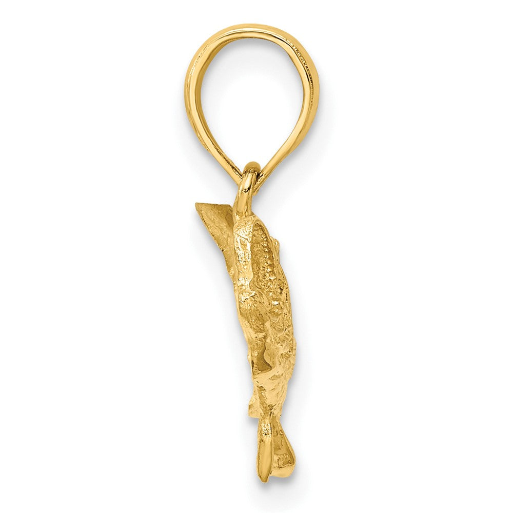 FJC Finejewelers 10 kt Yellow Gold 2-D Bass Fish with Tail Up Charm 13 x 22 mm