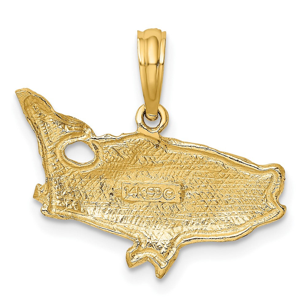 FJC Finejewelers 10 kt Yellow Gold 2-D Bass Fish with Tail Up Charm 13 x 22 mm