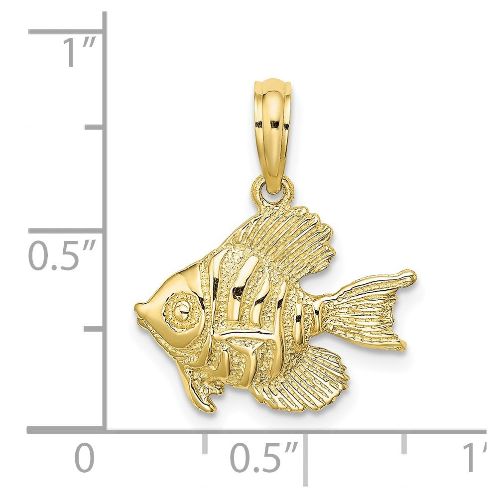 FJC Finejewelers 10 kt Yellow Gold Polished Engraved Fish Charm 12 x 17 mm