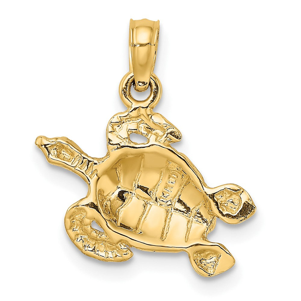 FJC Finejewelers 10 kt Yellow Gold Textured Sea Turtle Charm 11 x 16 mm