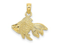 FJC Finejewelers 10 kt Yellow Gold Themed 2-D Textured Gold Fish Charm 9.2 mm x 17.4 mm