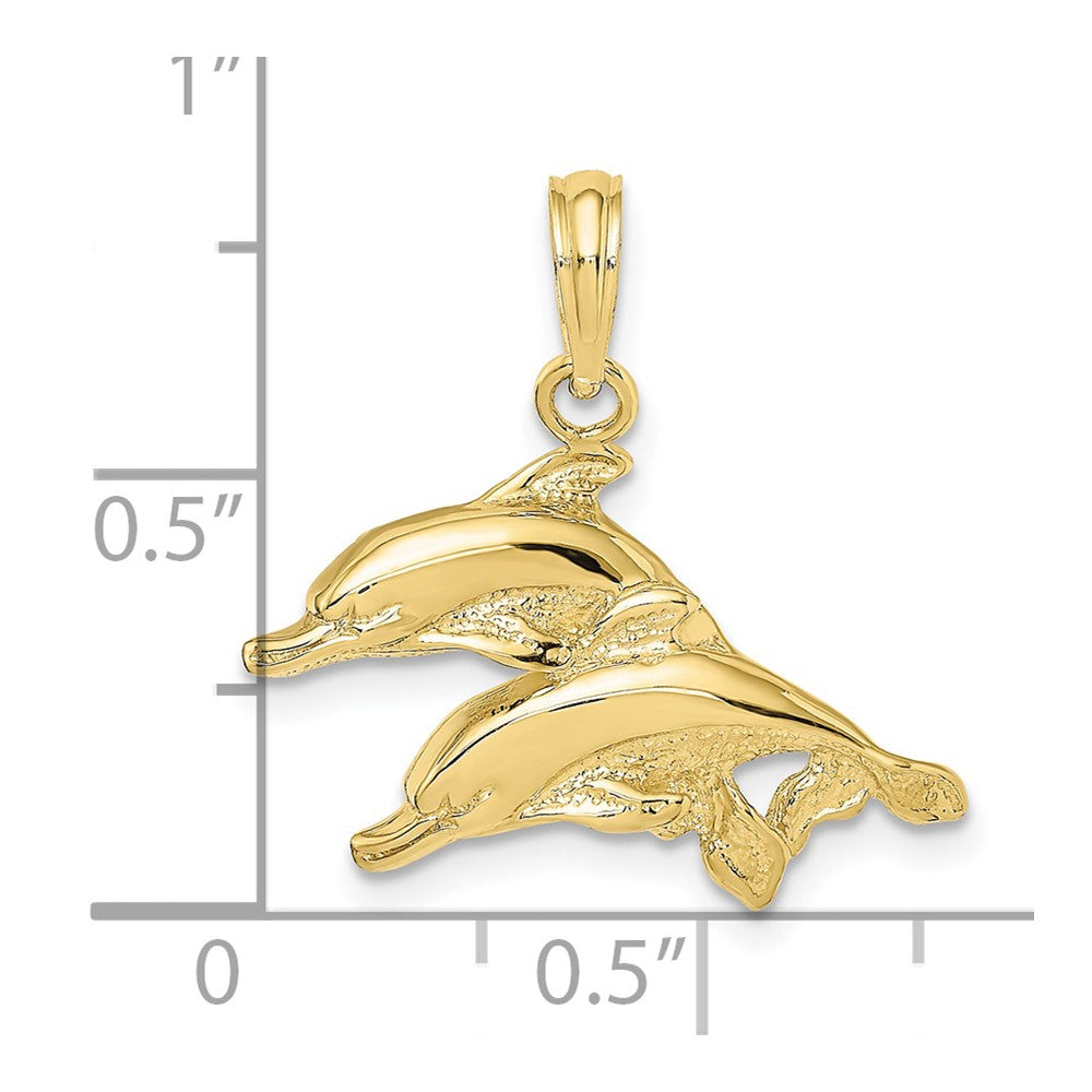 FJC Finejewelers 10 kt Yellow Gold 2-D Polished /Engraved Dolphins Charm 14 x 22 mm