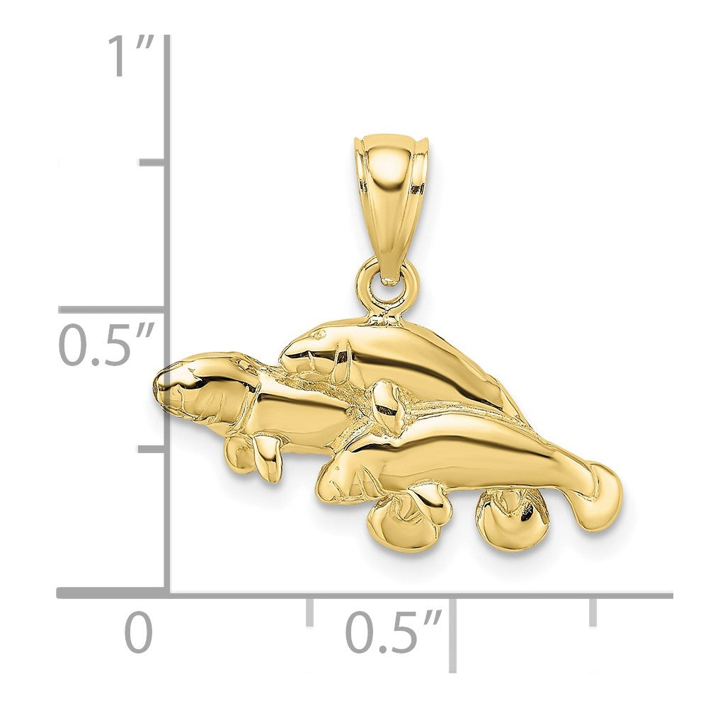 FJC Finejewelers 10 kt Yellow Gold Polished Triple Manatee Charm 11 x 23 mm