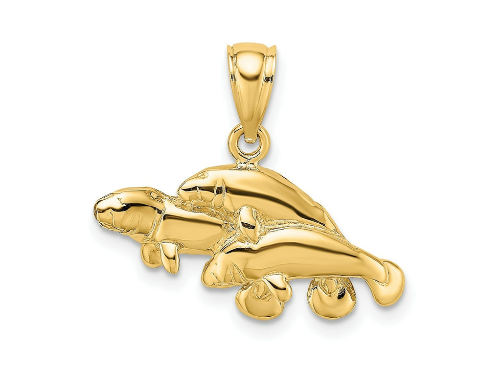 FJC Finejewelers 10 kt Yellow Gold Polished Triple Manatee Charm 11 x 23 mm