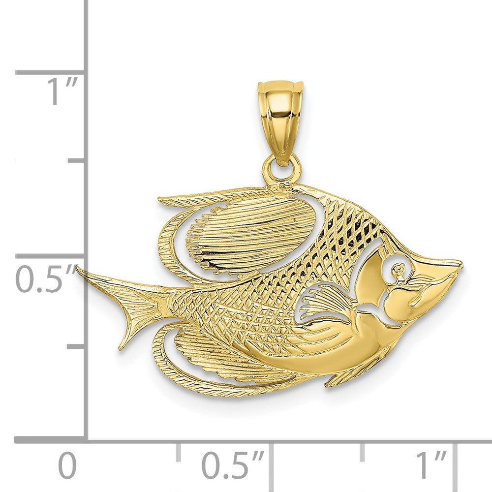 FJC Finejewelers 10 kt Yellow Gold 2-D Polished Textured Fish Charm 14 x 25 mm