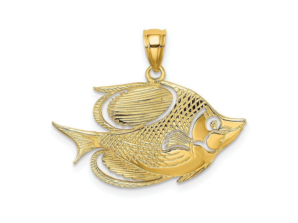 FJC Finejewelers 10 kt Yellow Gold 2-D Polished Textured Fish Charm 14 x 25 mm