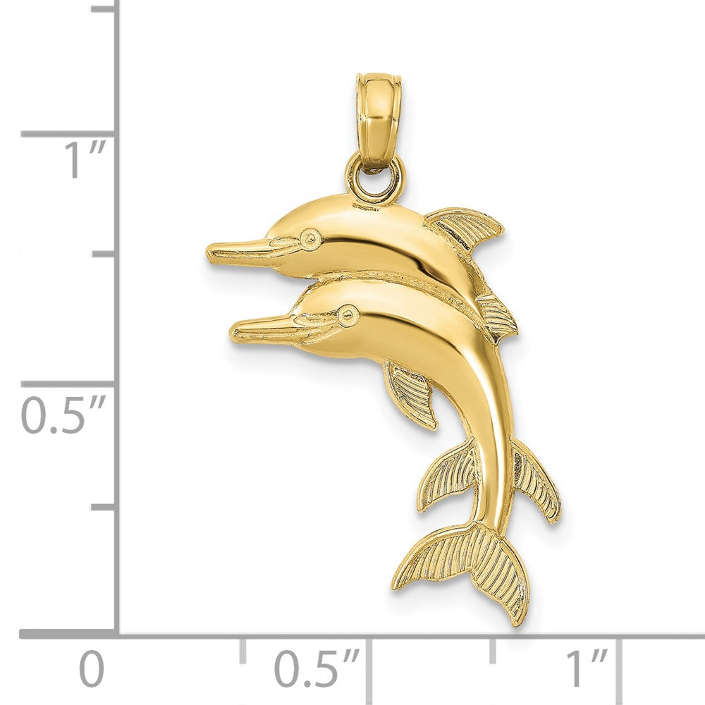FJC Finejewelers 10 kt Yellow Gold 2-D Two Jumping Dolphins Charm