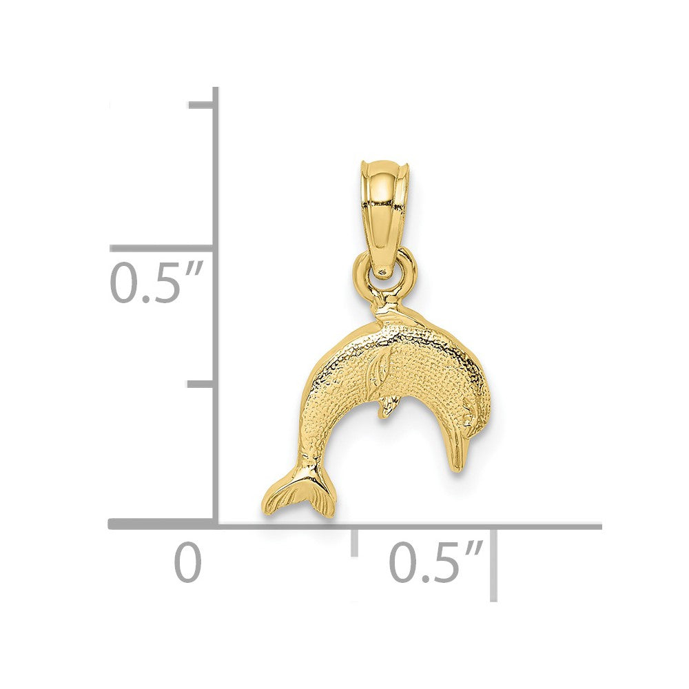 FJC Finejewelers 10 kt Yellow Gold Textured Mini Dolphin Jumping Charm 10 x 12 mm