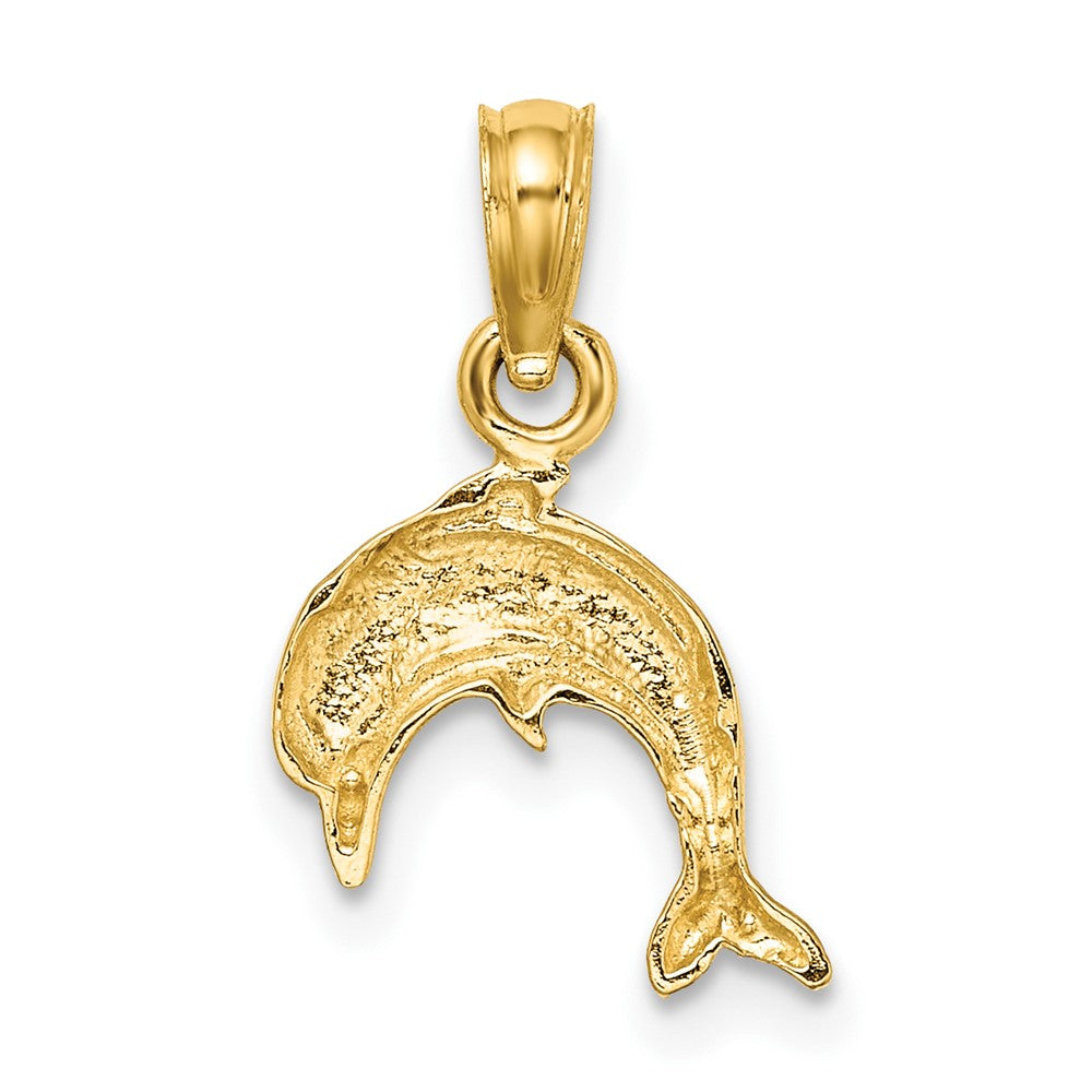 FJC Finejewelers 10 kt Yellow Gold Textured Mini Dolphin Jumping Charm 10 x 12 mm
