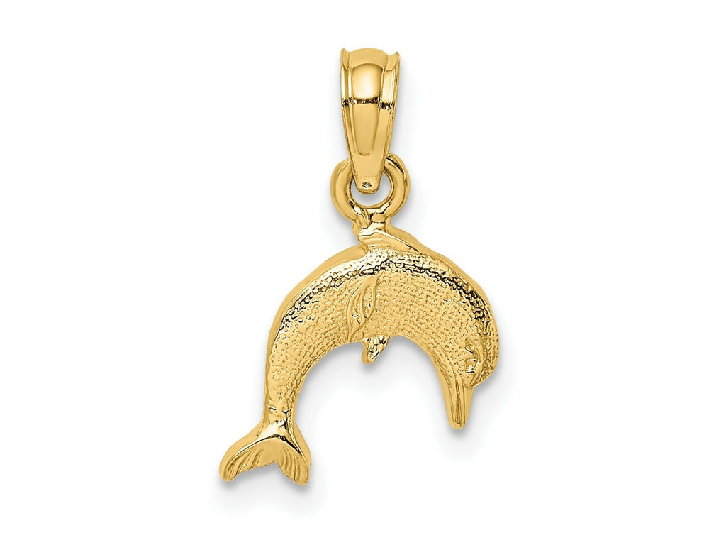 FJC Finejewelers 10 kt Yellow Gold Textured Mini Dolphin Jumping Charm 10 x 12 mm
