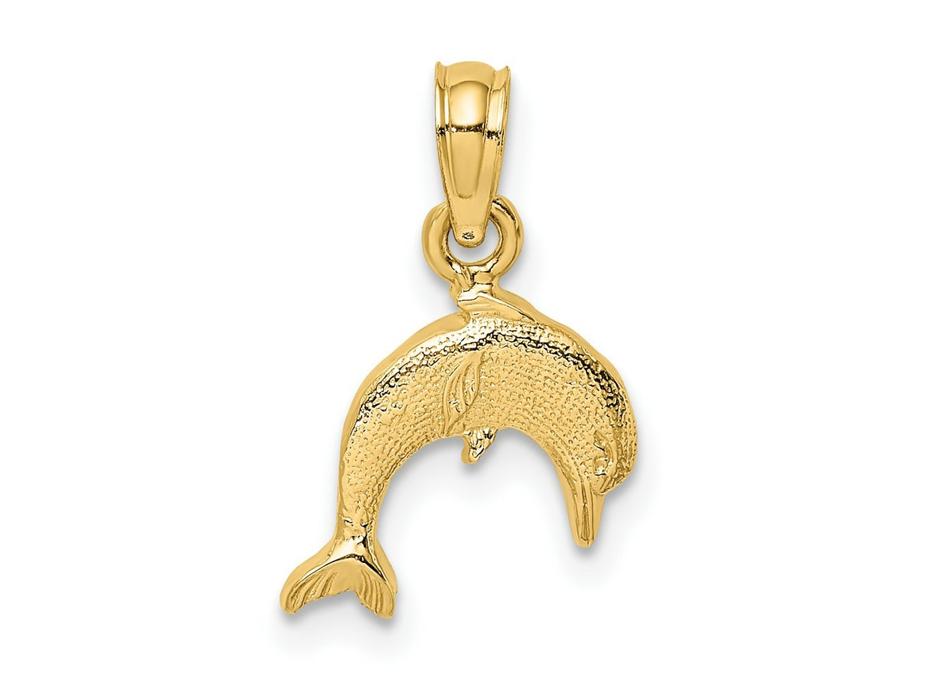 FJC Finejewelers 10 kt Yellow Gold Textured Mini Dolphin Jumping Charm 10 x 12 mm