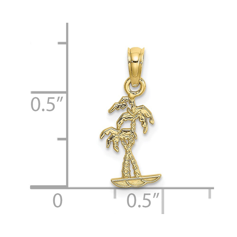 FJC Finejewelers 10 kt Yellow Gold Texture Mini Double Palm Trees Charm 13 x 7 mm