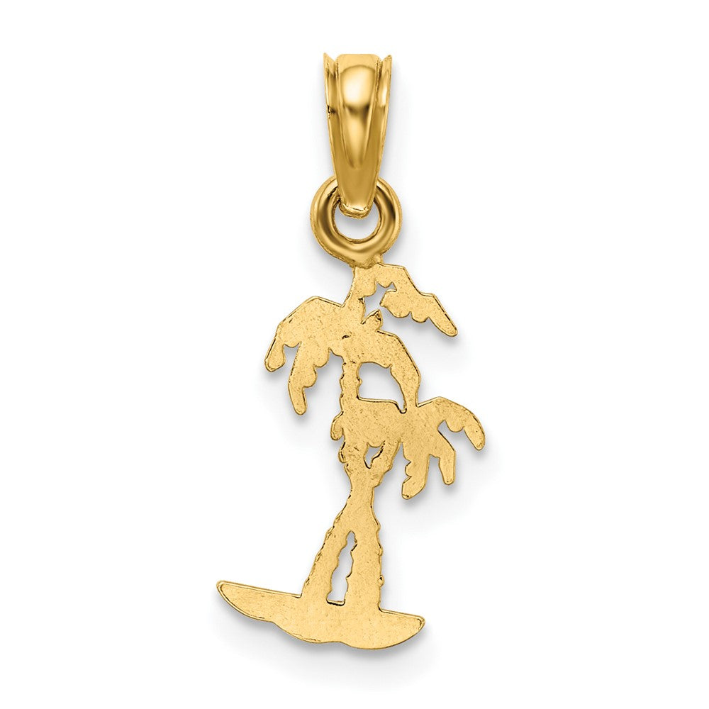 FJC Finejewelers 10 kt Yellow Gold Texture Mini Double Palm Trees Charm 13 x 7 mm