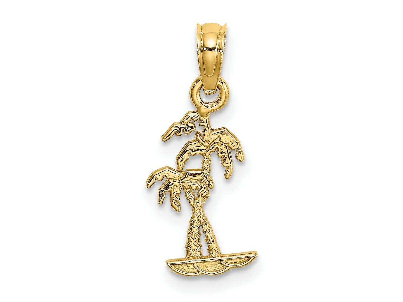 FJC Finejewelers 10 kt Yellow Gold Texture Mini Double Palm Trees Charm 13 x 7 mm