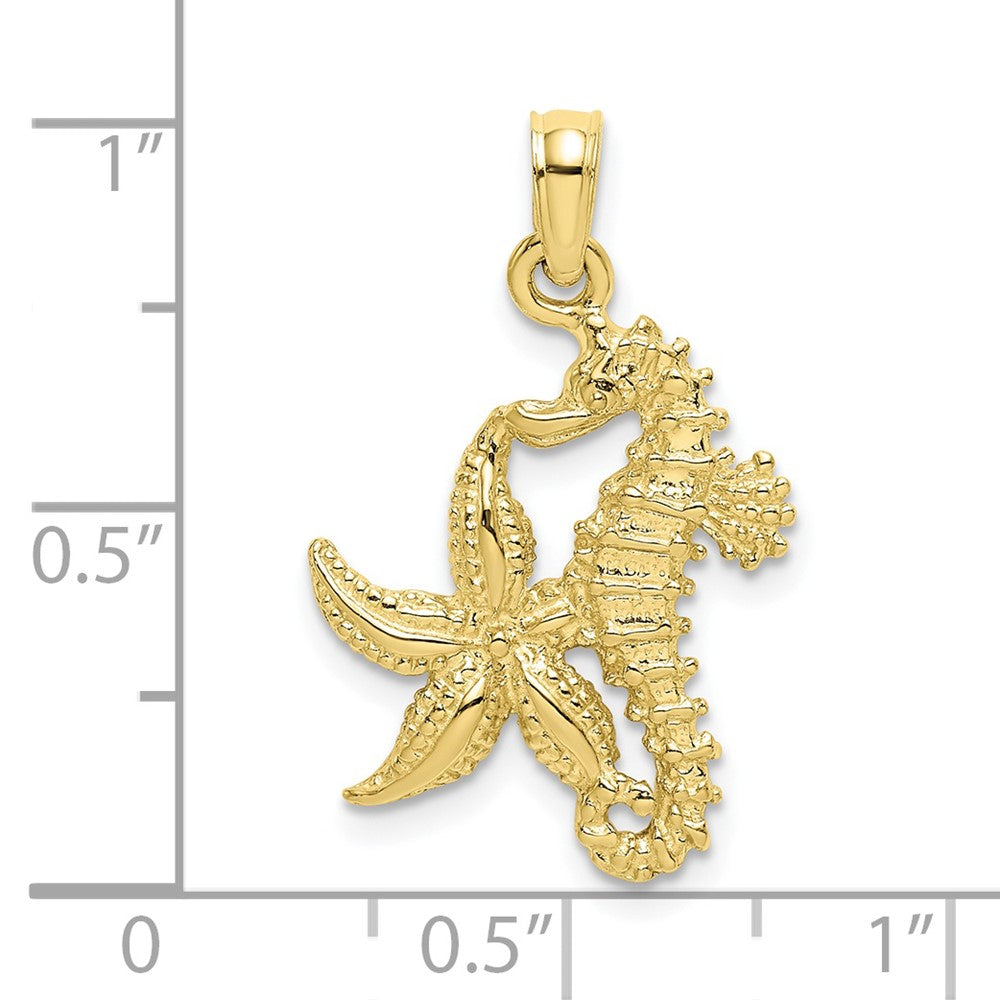 FJC Finejewelers 10 kt Yellow Gold Starfish and Seahorse Charm 17 x 14 mm