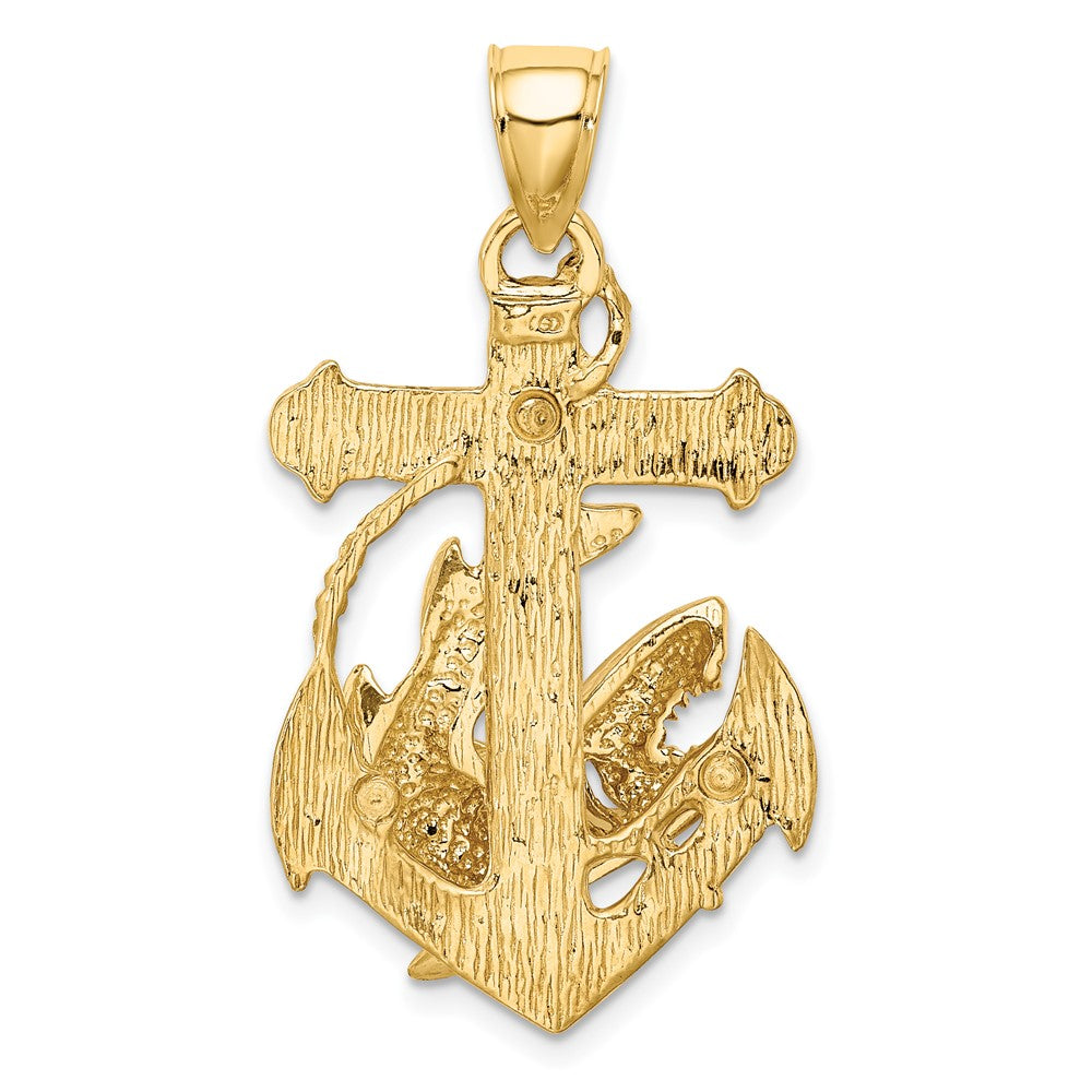 FJC Finejewelers 10 kt Yellow Gold 2-D Anchor with Shark Charm 29 x 21 mm