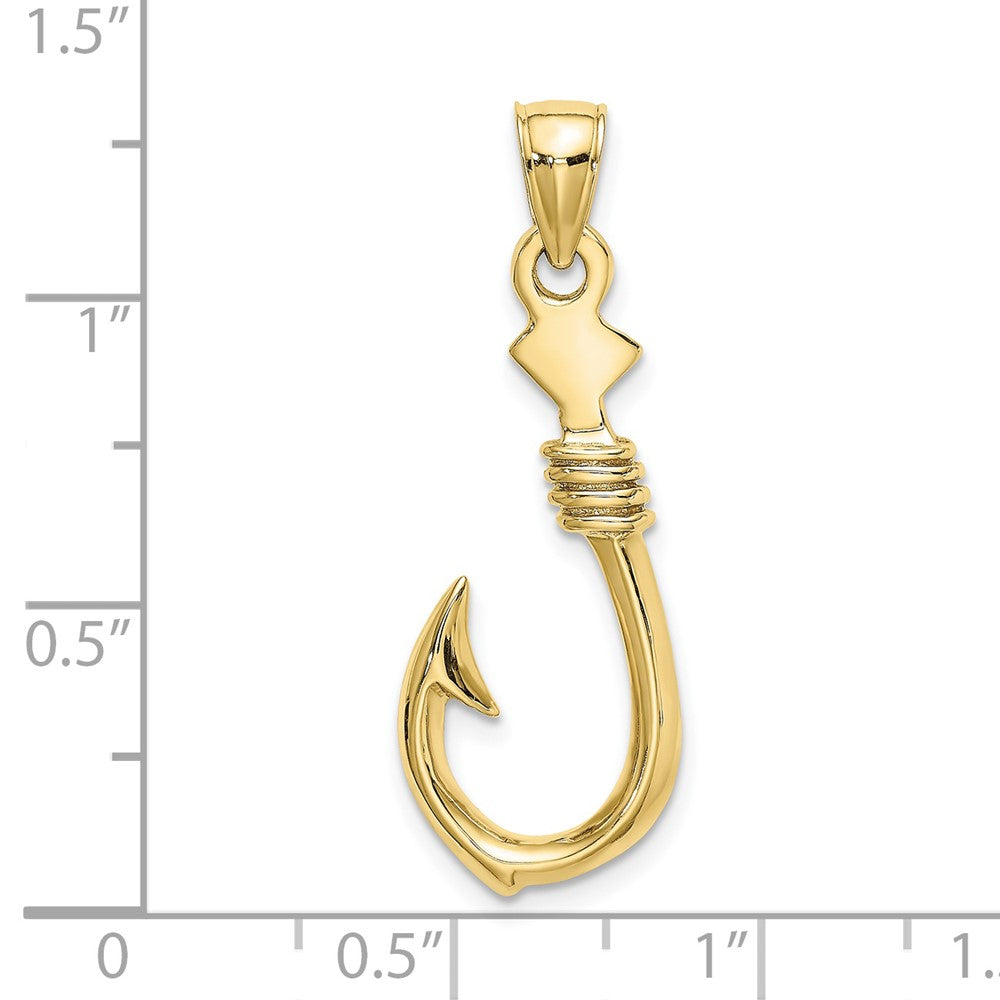 FJC Finejewelers 10 kt Yellow Gold 3-D Large Fish Hook with Rope Charm 34 x 12 mm