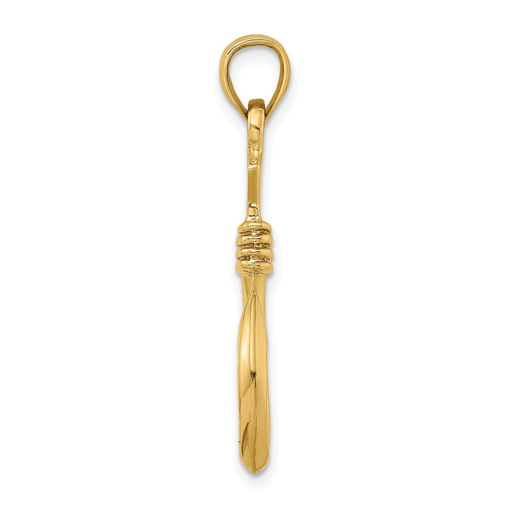 FJC Finejewelers 10 kt Yellow Gold 3-D Large Fish Hook with Rope Charm 34 x 12 mm