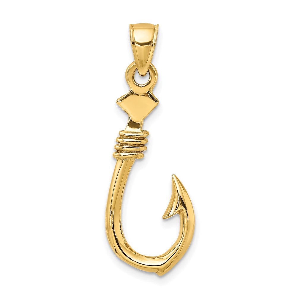 FJC Finejewelers 10 kt Yellow Gold 3-D Large Fish Hook with Rope Charm 34 x 12 mm