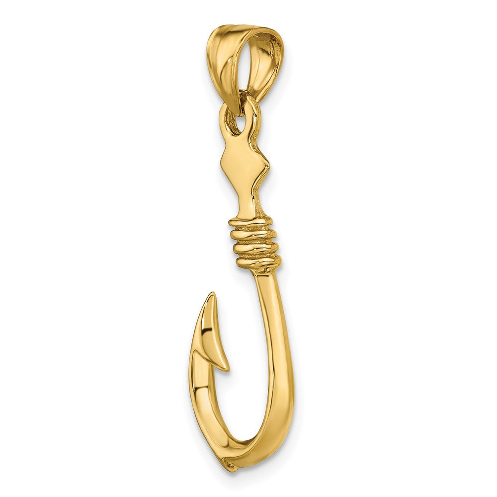 FJC Finejewelers 10 kt Yellow Gold 3-D Large Fish Hook with Rope Charm 34 x 12 mm